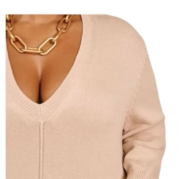 BNWT Cashmere/Cotton 11 Honore Oatmeal Nola Sweater Dress 3X. Retails $288 - Picture 5 of 11